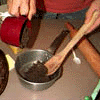 pour / scoop into topof double boiler
