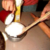 pour / scoop the starch into the sand