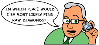 Question: 'In which place would I be most likely to find raw diamonds?'