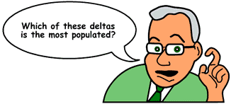Question:'Which of these deltas is most populated?